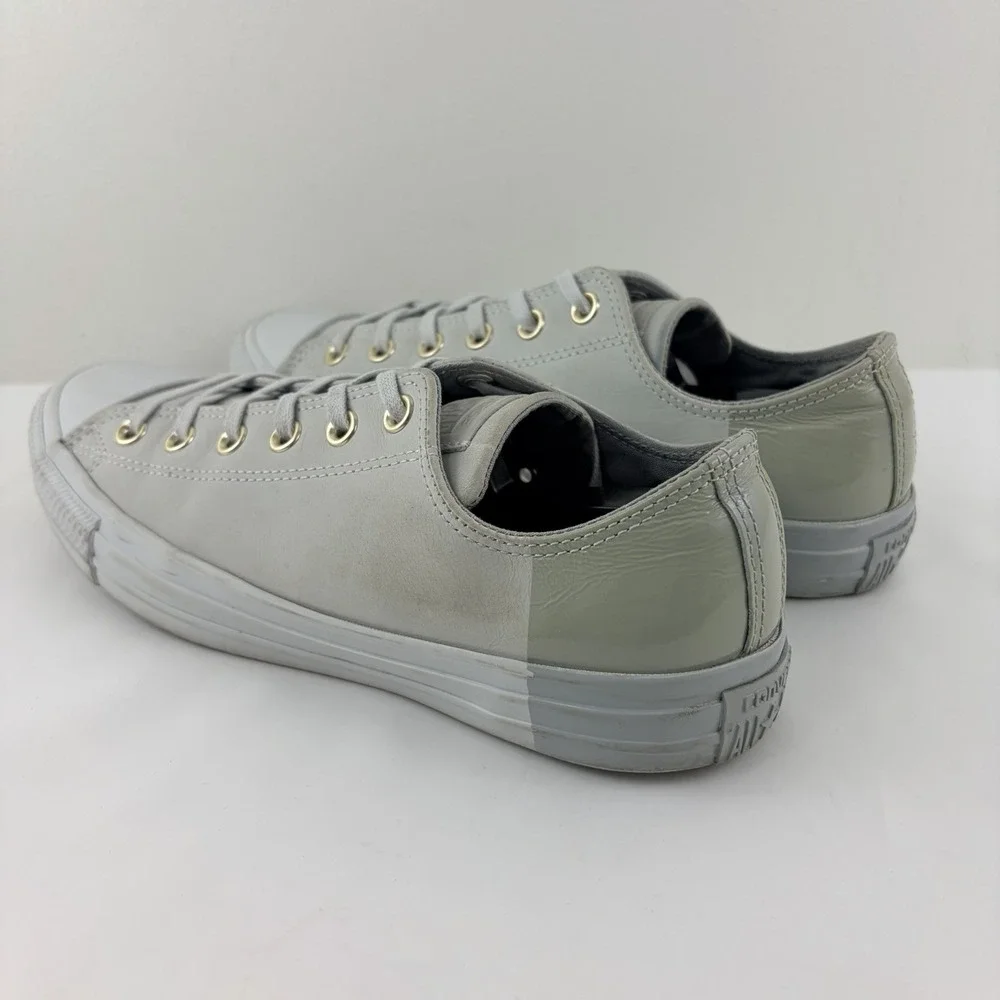 Converse Chuck Taylor All Star Gray Leather Low Top Shoes Women's 10 Men 8